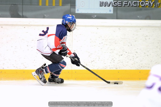 2014-11-15 Aosta-Hockey Milano Rossoblu U14 0244 Matteo Quartuccio
